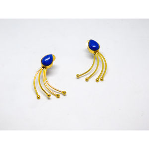 latest fashion Trending handmade golden matte finishing brass stone <b>stud</b> hoop leaf design earing for <b>girls</b> and women - Product Image 3