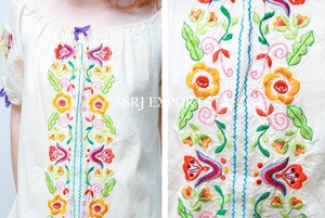 Vestido largo de manga corta con Panel frontal para mujer, traje bohemio de estilo europeo, con bordado mexicana, con manga corta - Product Image 2