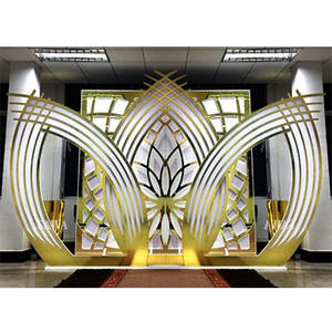 Últimos accesorios de metal forjado para bodas, panel de metal forjado con diseño de loto, telón de fondo de flor de loto para escenario de boda, gran éxito de ventas en EE. UU. - Product Image 1