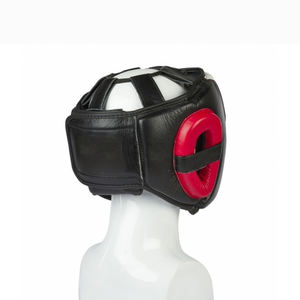 Casques de boxe, couleur noir et rouge, en cuir de vache, rembourré, fabriqué au Pakistan, hauts pour la pratique du poinçonnage - Product Image 6