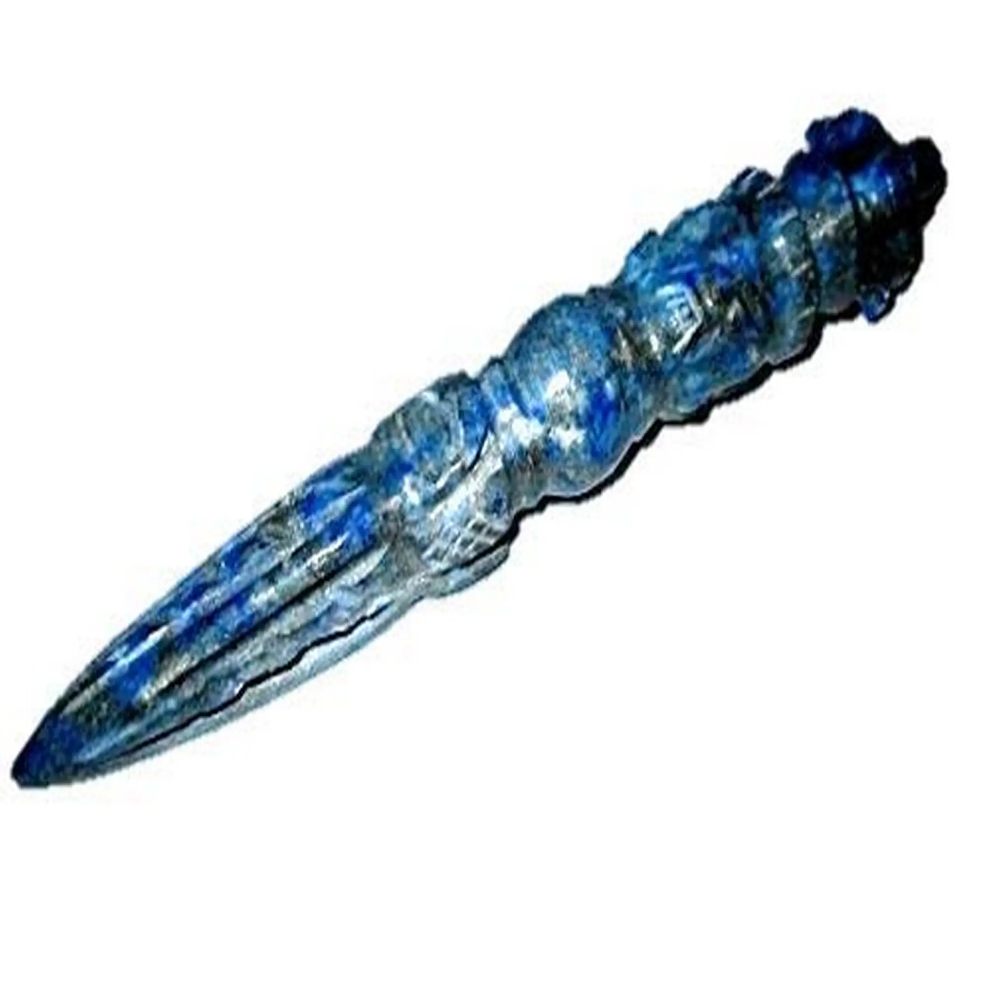 Jet Genuino Lapis Lazuli Phurba 5 pollici-5.5 inch Tibetano Nepal Vajra Intaglio Divinità Buddismo Tibetano Kila Phurpa