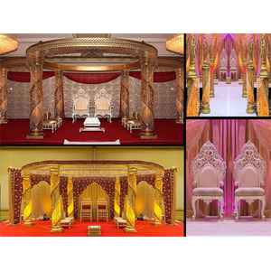 Decoraciones modernas para Bodas de Fiji, la mejor ceremonia hindú, Mandap de cristal de fibra, espiral dorada para bodas, Mandap en espiral de cristal - Product Image 1