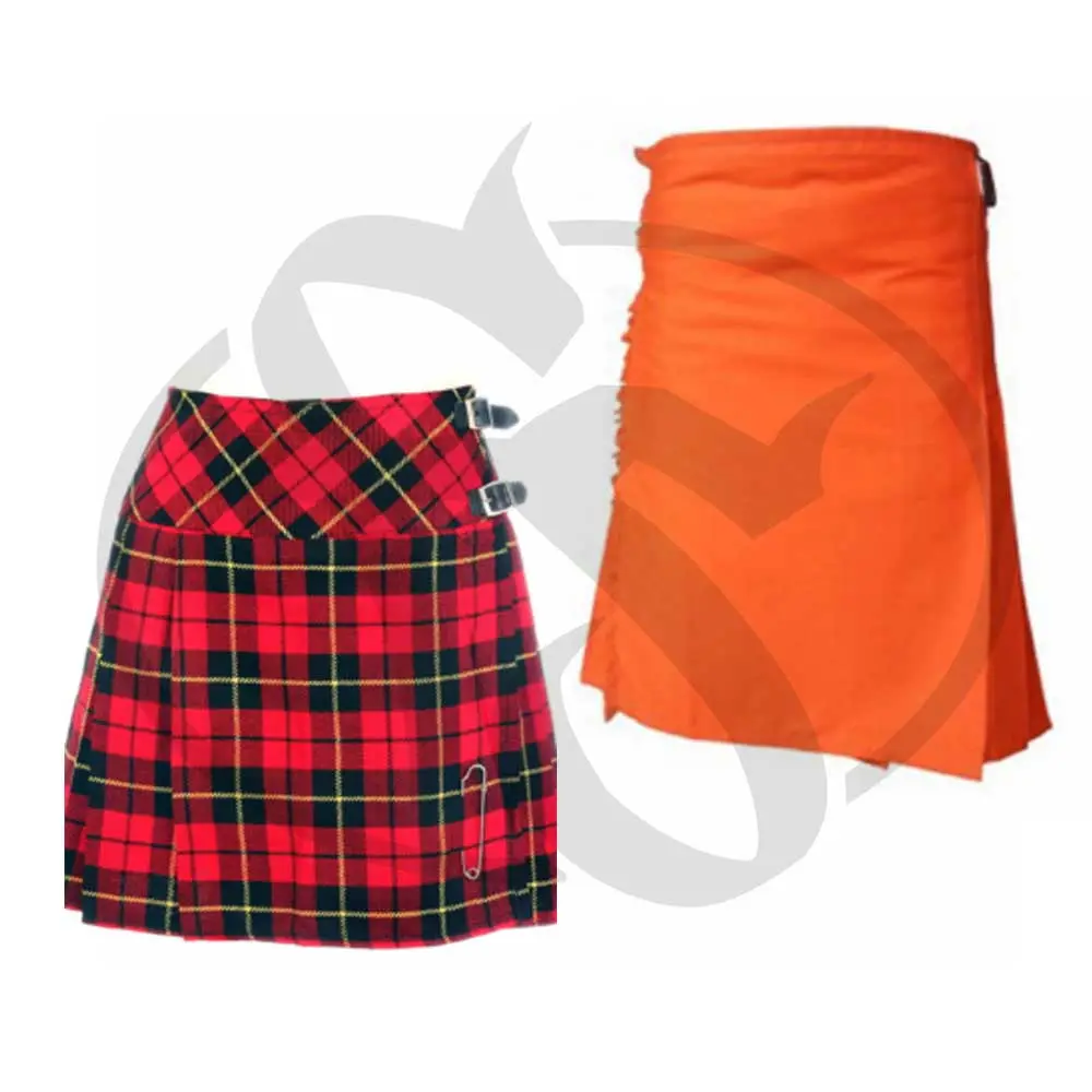 Váy Tartan Đen Trơn/Váy Cao Nguyên Truyền Thống/Váy Kilt Scotland