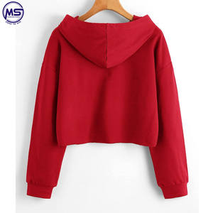 Top corto con capucha sexy de talla grande para mujer, jersey con estampado de logotipo personalizado, jersey de tela, diseño de invierno OEM - Product Image 2