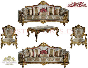Royal Look Gold Carved Sofa Set for Living Area French Style Hand Carved Living Room Sofa Set Royal Style Sofa Set for Living - Product Image 3