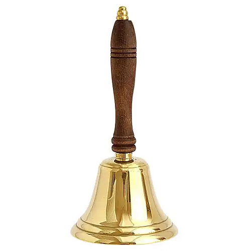 Metal Design Brass Santa Bell Indoor Decor Colored Gold Shiny Finishing Design Brass Bell With Handle