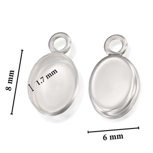 Breloque de tasse à lunette ovale en argent Sterling, 7x9mm, vente en gros, pièces vierges, montage de bijoux pendentif simple - Product Image 3