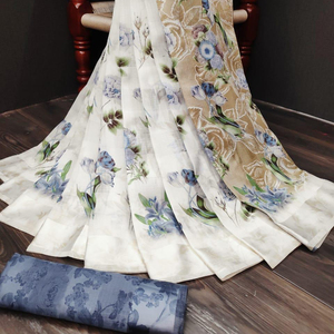 Très belle robe de soirée Saree en soie douce imprimée avec chemisier Pièce pour femme indienne Sari Pas cher Meilleur prix Vente en gros Surat Vêtement - Product Image 1