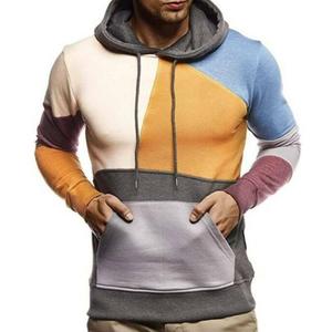Mens Color Block Hoodie Sweatshirt Casual Pullover Tops Long Sleeve Hooded Tops - Product Image 3