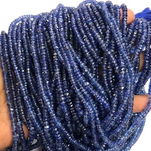 3mm 5mm Natural Royal <b>Blue</b> Kyanite Faceted Rondelle Gemstone <b>Beads</b> Strands IGI Certified Jewelry Making the Jewel Creation - Product Image 1
