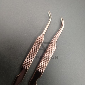 Pince à épiler d'extension de cils de forme incurvée Diamond Grip J couleur or rose avec logo personnalisé meilleure vente pince à épiler Volume de cils - Product Image 6