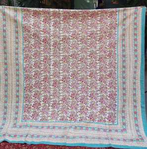 Funda de cama de Tela con estampado de bloques de algodón al por mayor con diseño bordado hecho a mano sábana de colcha tamaño King muebles para el hogar - Product Image 4