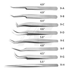 Pince à épiler professionnelle pour extensions de cils ODM OEM personnalisée, lot de 8 pinces droites et courbées à pointe isolante 2026 - Product Image 5