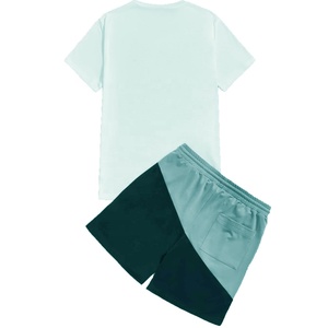 Ensemble de t-shirt et short pour homme, broderie personnalisée, 2 pièces, taille oversize, grande taille, été - Product Image 5
