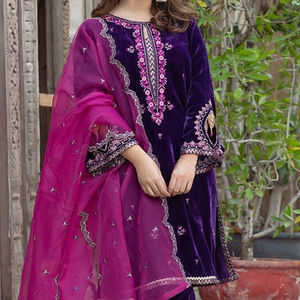 2022 nouveau indien pakistanais en mousseline de soie fête porter brodé Kurta pantalon Dupatta cristal perles de verre Dabka travail dentelle bouton naturel - Product Image 1