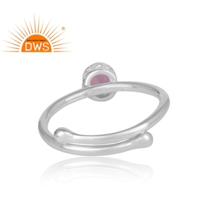 Anillo de Plata de Ley 925 con gema de topacio rosa, joyería fina hecha a mano - Product Image 4