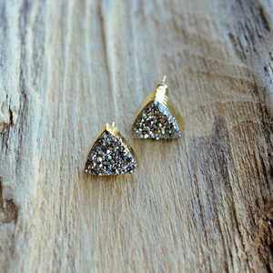 Boucles d'oreilles druse en pierre précieuse, bijou en argent sterling 925 Bijoux indiens plaqués or faits à la main, bijoux asiatiques en plaqué or - Product Image 2