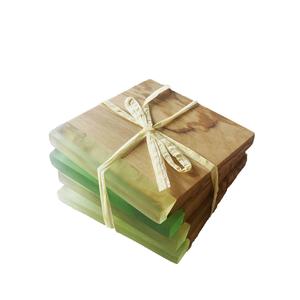 Epoxy Resin Square <b>coaster</b> and Wood Stand Eco Friendly Luxury Solid Wood and Epoxy Resin Craft Tea <b>Drink</b> Cup <b>Coasters</b> - Product Image 3