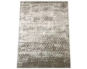 100% hecho a mano de lujo elegante Handloom en relieve Tencel geométrica alfombra/alfombra para cualquier hogar Decoración