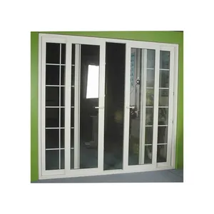 Puerta de perfil deslizante de Pvc para baño y Patio, cristal Interior sin marco, doble Panel, 4 puertas deslizantes