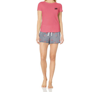 Ensemble d'été personnalisé 2 pièces pour femmes 100% Tops en coton T-shirts à manches courtes et ensembles de shorts 2025 - Product Image 4