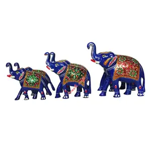 手工制作的印度工艺品批发搪瓷工作大象雕像