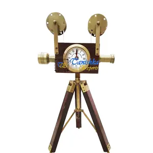 Nautical Antique Projector Reels Camera Clock Home Office Decorative Reproduction Customized Floor Standing Tripod Clock