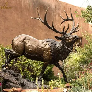 2023カスタム装飾アート等身大鮮やかな金属真鍮ブロンズ鹿彫刻エルク像庭用