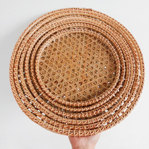 Bandeja pequeña tejida de bambú, hecha a mano, tradicional de Vietnam, tamaño completo - Product Image 2