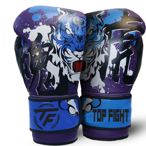 Guantes de boxeo de piel de vaca para entrenamiento con nombre profesional, guantes de cuero para kick boxing para hombre, novedad - Product Image 2