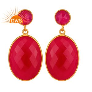 เพชรพลอยหินโมราสีชมพูเหลี่ยมเพชรพลอยห้อยเครื่องประดับเงิน18K ชุบทอง925เงินสเตอร์ลิงต่างหูเครื่องประดับ - Product Image 1