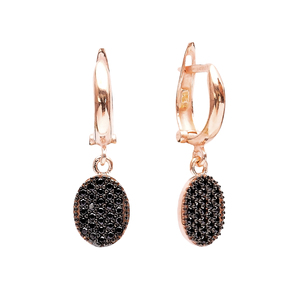 Forme ovale Noir Zircon Pierres Dangle Boucle D'oreille Turc En Gros 925 Bijoux en Argent Sterling - Product Image 1