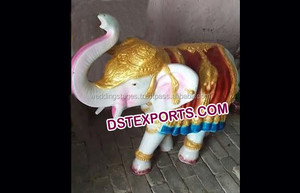 Statue d'éléphant indien doré blanc pour mariage, décoration d'entrée, rancrée de mariage - Product Image 4