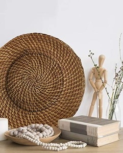 แผ่นรองจานหวายทรงรีจากธรรมชาติทำจาก100% แผ่นชาร์จงานฝีมือสำหรับตกแต่งบ้านหวายเครื่องชาร์จแผ่นหวาย - Product Image 2