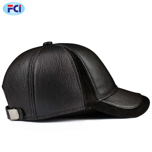 Gorra de béisbol de piel de oveja para hombre, gorro de béisbol de piel auténtica, color negro, Snapback, cálido, alta calidad, ajustable, Otoño e Invierno - Product Image 3