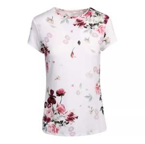 Camiseta de manga corta con cuello redondo para mujer, Camiseta 100% de algodón con diseño personalizado y estampado Floral - Product Image 4