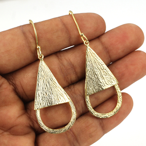 Customized Design Gold Plated Jewelry 925 Sterling <b>Silver</b> Pear 40mm Trendy Attractive Partywear Design <b>Hoop</b> <b>Earring</b> For Women - Product Image 2