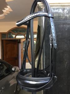 Bride de cheval en cuir indien de qualité supérieure Rembourrage souple et boucles en laiton avec bandeau en cristal Produit en cuir de qualité - Product Image 2