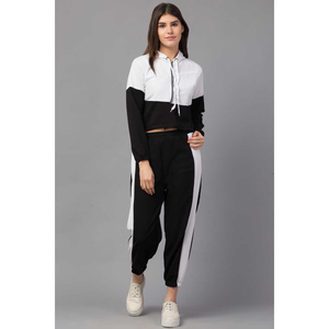Logo personnalisé Survêtement Crop Tops Sweat-shirt et survêtement de jogging Ensemble de survêtements 2 pièces Survêtements 100% coton pour femmes - Product Image 6