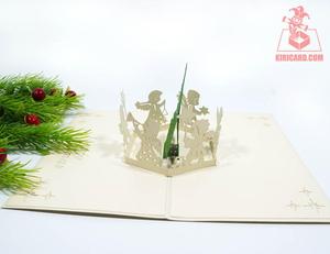 คริสต์มาสแองเจิลส์ป๊อปอัพการ์ดเวียดนามพิมพ์บัตรkirigami 3Dการ์ดอวยพรหัตถกรรม - Product Image 3