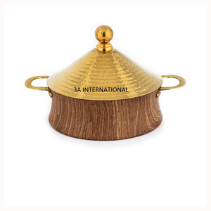 Pot à service de finition argent, Design moderne, en acier inoxydable avec couvercle en or, Pot de stockage des aliments de haute qualité 1 pièce - Product Image 5