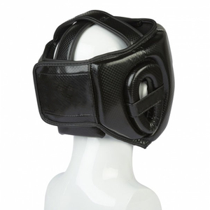 Plain Dyed Head Guards Black Color Genuine Cowhide Leather Helmets with Silver Patch Customized Logo Head Guards - Product Image 4