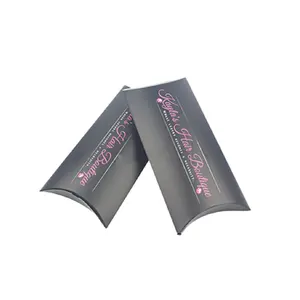 custom logo printed hair extension packaging pillow boxes with display window for hair extension suppliers