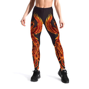 Ropa de gimnasio personalizada para mujer, pantalones de entrenamiento elásticos con estampado de Fénix 3D, mallas deportivas largas de tela de punto de cintura alta - Product Image 1