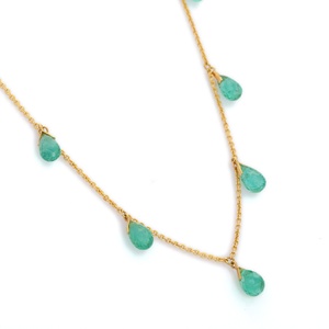 Bijoux fins faits à la main, collier en pierre d'émeraude naturelle, collier à breloques en or jaune 18K, produits en gros - Product Image 2