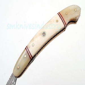 Camel Bone Handle Custom Hand Made Damascus Straight shaving Razor (Rz309) - Product Image 3