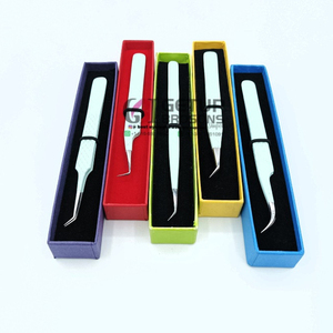 Vente en gros Nouveau 45 & 90 degrés Seaglass Poudre Revêtement Extension de cils Pince à épiler Incurvé Instruments de beauté en acier inoxydable - Product Image 1