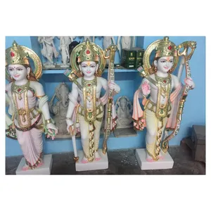 Indian Dealer White Marble Ram Darbar Painted Gorgeous Statue