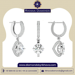 Pendientes elegantes de diamantes de oro blanco de 10 quilates para mujer Diamantes reales en oferta Puro y elegante - Product Image 3