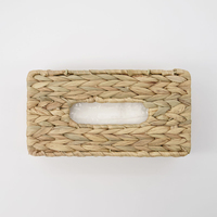 Funda de caja de pañuelos rectangular hecha a mano de jacinto de agua, ecológica, superventas, accesorio de mesa al por mayor para baño y dormitorio